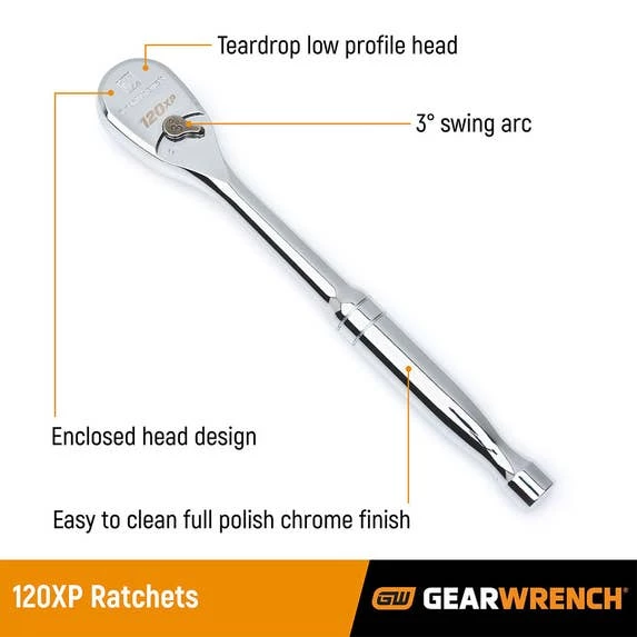 Gearwrench Tools Gearwrench 1/2" Drive 11" 120XP Teardrop Ratchet 81304P 3 Gearwrench Tools Gearwrench 1/2" Drive 11" 120XP Teardrop Ratchet 81304P - Image 3