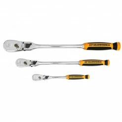 Gearwrench Tools Gearwrench 3 Piece 1/4", 3/8" & 1/2" Drive 90-Tooth Dual Material Locking Flex Head Ratchet Set 81298T