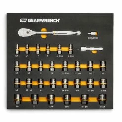 Gearwrench Tools Gearwrench 31 Pc. 3/8" Drive 90T Ratchet And Bolt Biter Socket Set MM/SAE With EVA Foam Tray 86525