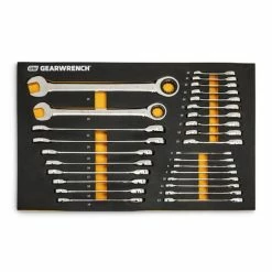 Gearwrench Tools Gearwrench 28 Pc. 72-Tooth 12 Point Metric Standard & Stubby Combination Ratcheting Wrench Set With EVA Foam Tray 86527