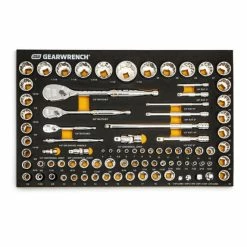 Gearwrench Tools Gearwrench 83 Pc. 1/4", 3/8", 1/2" 90-Tooth SAE/Metric Mechanics Tool Set With EVA Foam Tray 86529