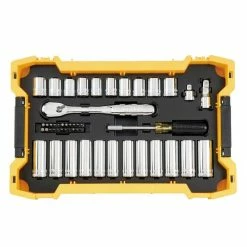 DeWalt Power Tools DeWalt 85 Piece 3/8" & 1/2" Drive Mechanic Tool Set W/ ToughSystem 2.0 Tray & Lid DWMT45403SS